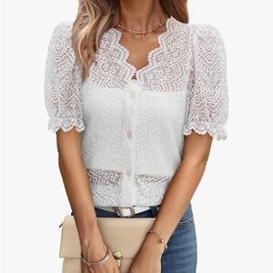 Elegant White Lace Blouse